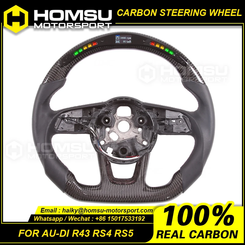 

Carbon Fiber Flat Bottom Steering Wheel For audi 2018 R43 RS4 RS5 Carbon Fiber Flat Bottom Steering Wheel