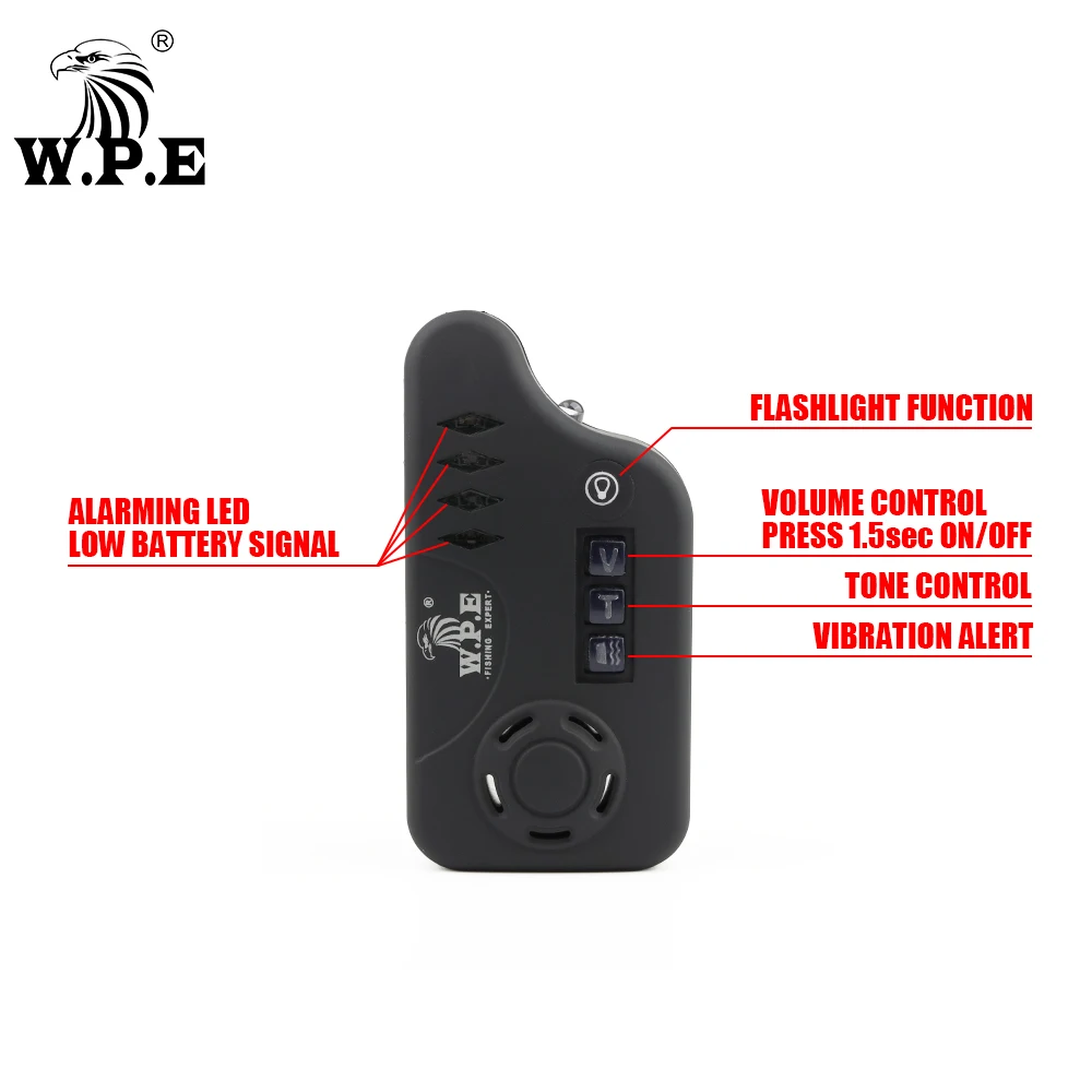 W.P.E 4+1 Carp Fishing Bite Alarm Set Alert Luminous LED Fishing Indicator Electronic European Carp Fishing Tackle Accessories