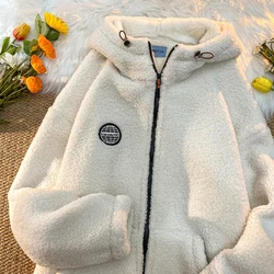 Women's Coat Winter Casual Hoodies Overcoat Lazy BF Style Warm Fleece Soft Women Hooded Jacket Pocket Zipper Loose Fluffy