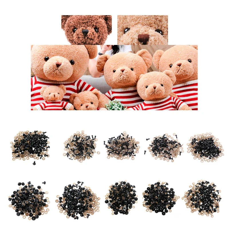 100Pcs/Bag DIY Toy Eyes Black Plastic Safety Eyes Puppets with Washers