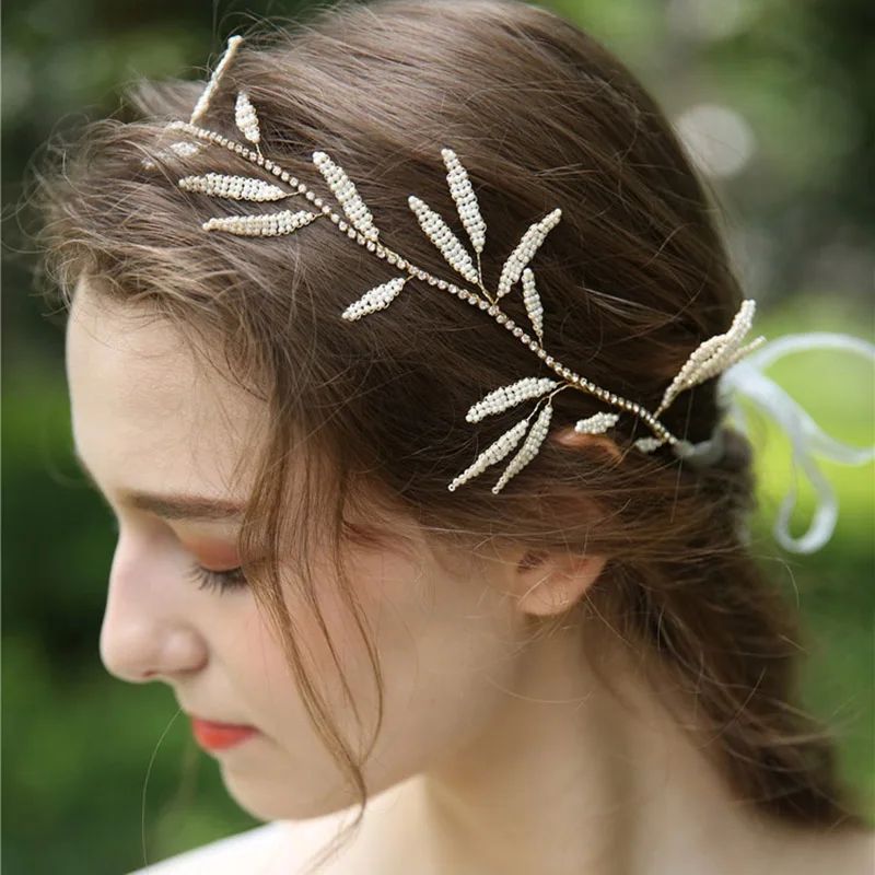 Jóias de cabelo boho feitas à mão, videira, miçangas pequenas, conjunto de acessórios com corrente de strass, faixa de cabeça para casamento