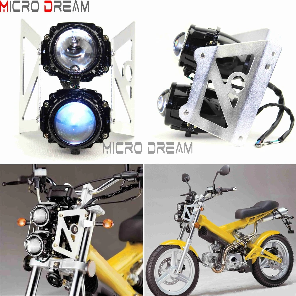 Motorcycle Twin Stacked Projector Headlight Street Bikes Dual Headlamp Head Light Front Lamp Cafe Racer Running Light For Harley