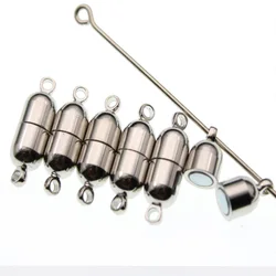 10pcs 6x18mm Rhodium Plated Strong Magnetic Clasps for Necklace Bracelet Chain Buckle Hook Clasps Jewelry Making Findings Z650
