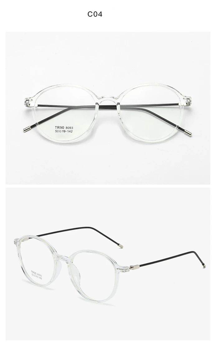 Dünnes Bein klarer Spiegel verschreibung pflicht ige Brille Frauen ultraleichte tr90 Student ovale Myopie Linse optische Brille 0-148-1/8 bis-4 – Detail 9