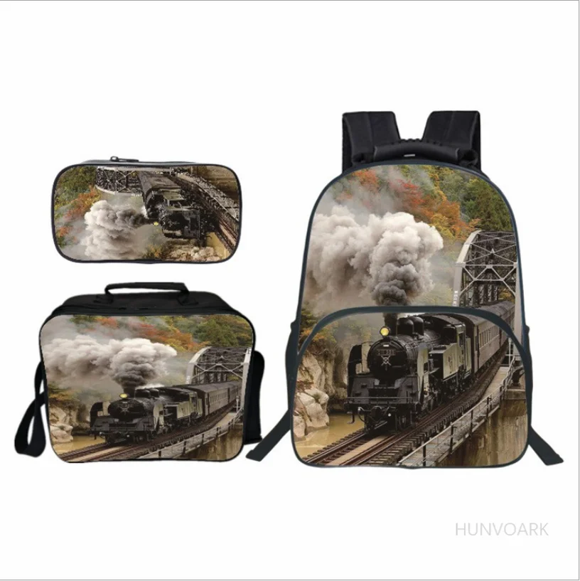 Cute Steam Locomotive / Train pattern school bags backpack children backpack for train kid kindergarten bag boys canvas bookbag