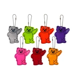 10Pcs Cute Colorful Bear Bag Pendant Charm Jewery Accessories Reflective Keychain PVC Keyrings for Kids Women Traffic Safety use