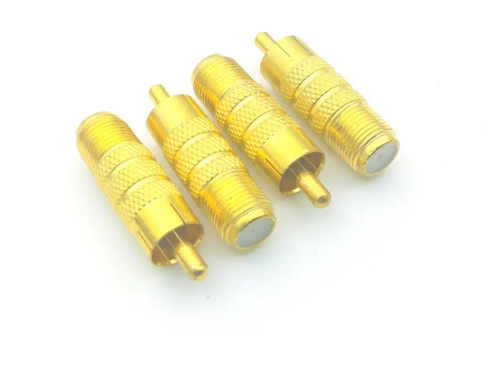 4 Stuks Vergulde Rca Male Plug Naar F Female Coax Jack Adapter Connector Kabel Koppeling