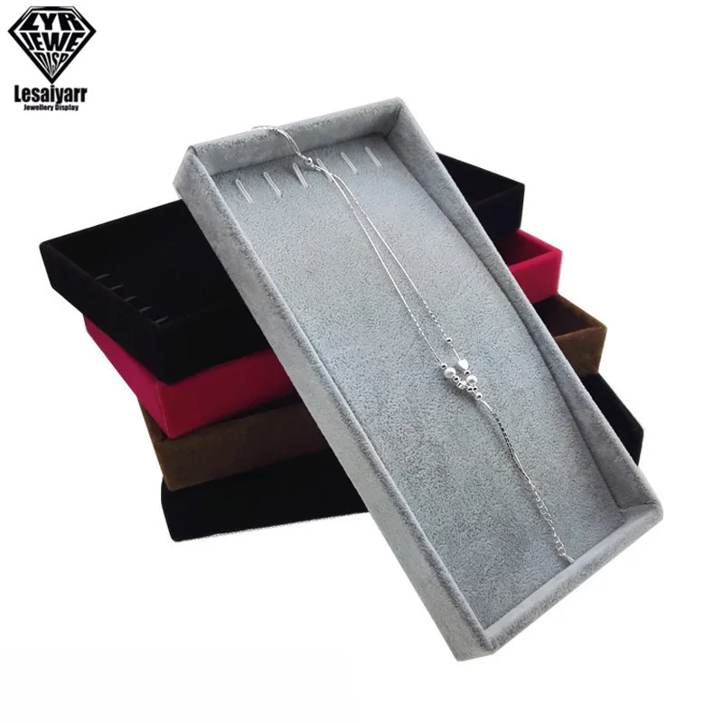 

Fashion Portable Velvet Jewelry Necklace Display Storage Tray for Pendant Chain Box Jewellery Colliers Organizer 11x22cm