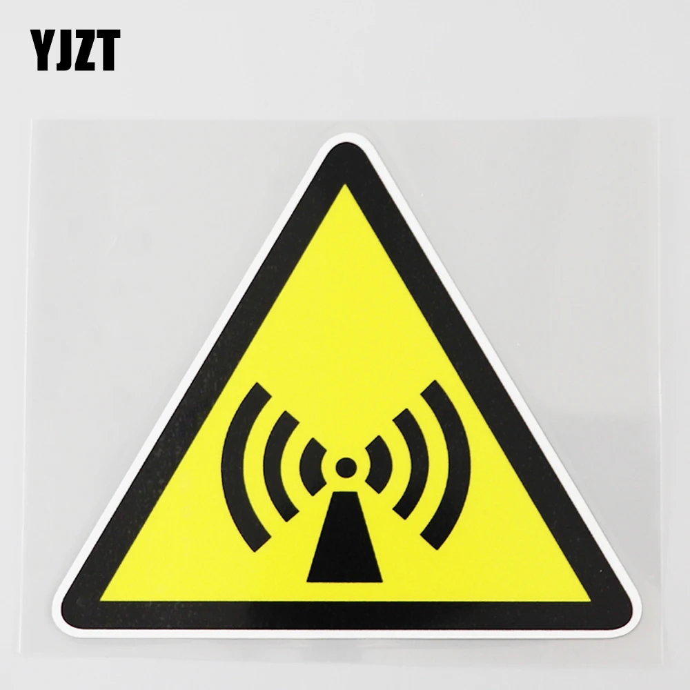 YJZT 12.2CM×10.7CM Non Ionizing Radiation Warning Caution PVC Car Sticker Decal 12C-0424