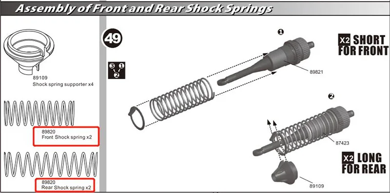 Original OFNA/HOBAO RACING 89820 Front/Rear Suspension Spring Group FOR HYPER 1/8 8SC SHORT COURSE