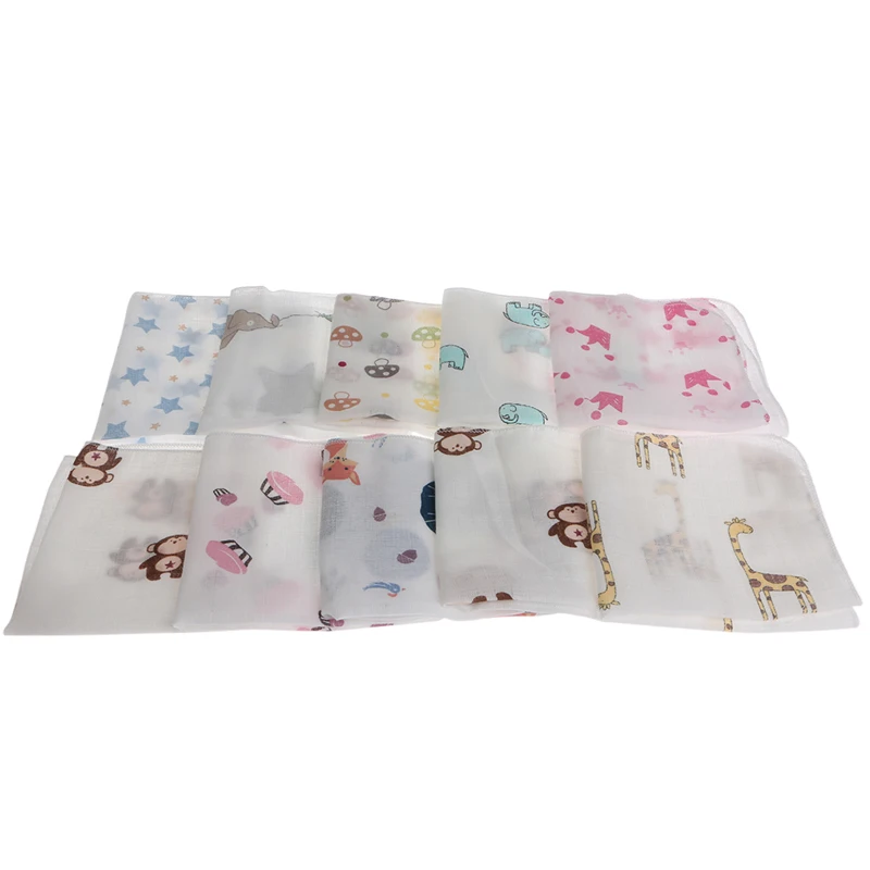 

10pcs Baby Infant Towel 28*28cm Muslin Towel Handkerchiefs Two Layers Wipe Towel M3GE