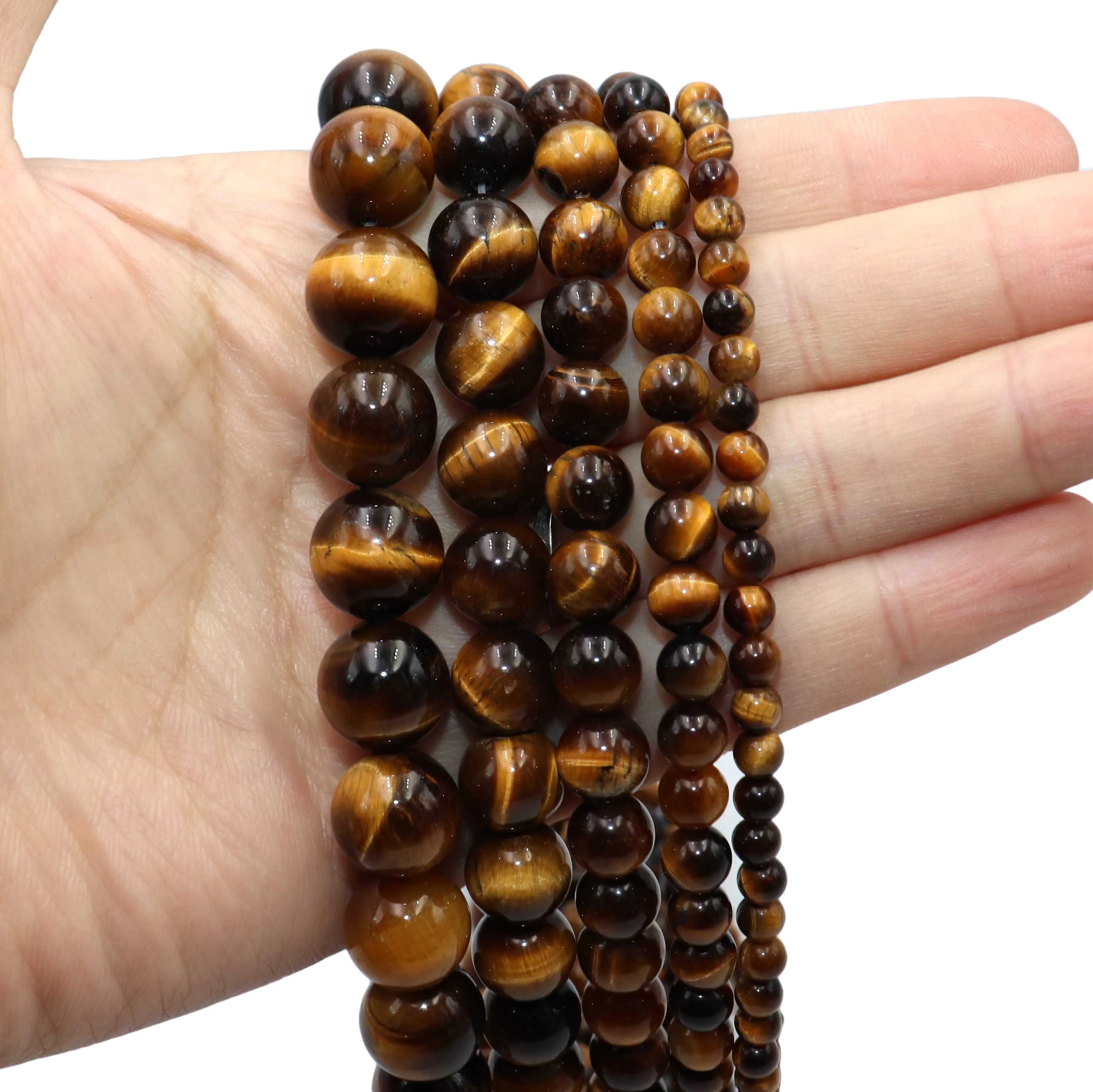 Natural Yellow Tiger Eye Stone Loose Bead For Jewelry Making DIY Bracelet Necklace Accessories Material 2 3 4 6 8 10 12mm