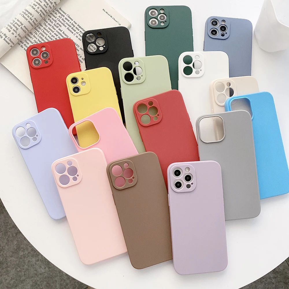 

For iPhone 7 8 X XR XS Max 11 12 13 14 Pro Max Plus Pastel Candy Colorful Soft TPU Silicone Phone Case Cover Shell Skin