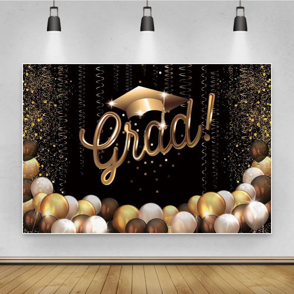 Laeacco – ballons de décoration de fête de remise de diplôme, arrière-plan pour photographie, banderole