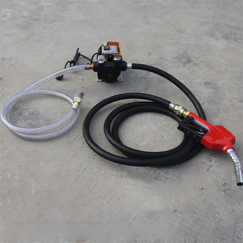 220V Diesel Fuel Pump 550w Self-priming Electric Diesel Pumping Unit with Oil Gun Clear Exchange Fuel Delivery Suction Pump