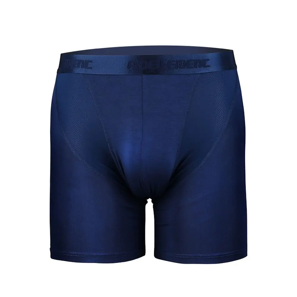 Cueca de seda de gelo dos homens cuecas esportivas respirável malha correndo alongado anti-wear perna modal cuecas boxer sólida