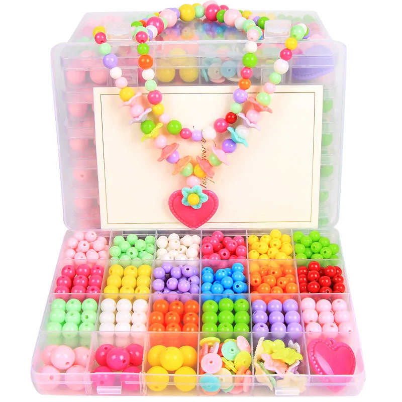 DIY Handmade Beaded 24 Grid Toy Handmade Toddlers Beads for Girl Jewelry Making Bracelets Girls Toys Creative DIY Bracelet Toys