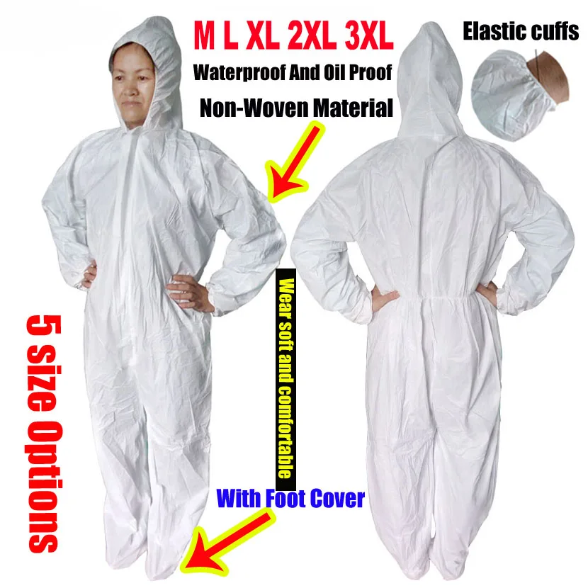 

Disposable Protection Gown Dust Spray Suit Siamese Non-woven Dust-proof Anti Splash Clothing Safely Protection Clothes