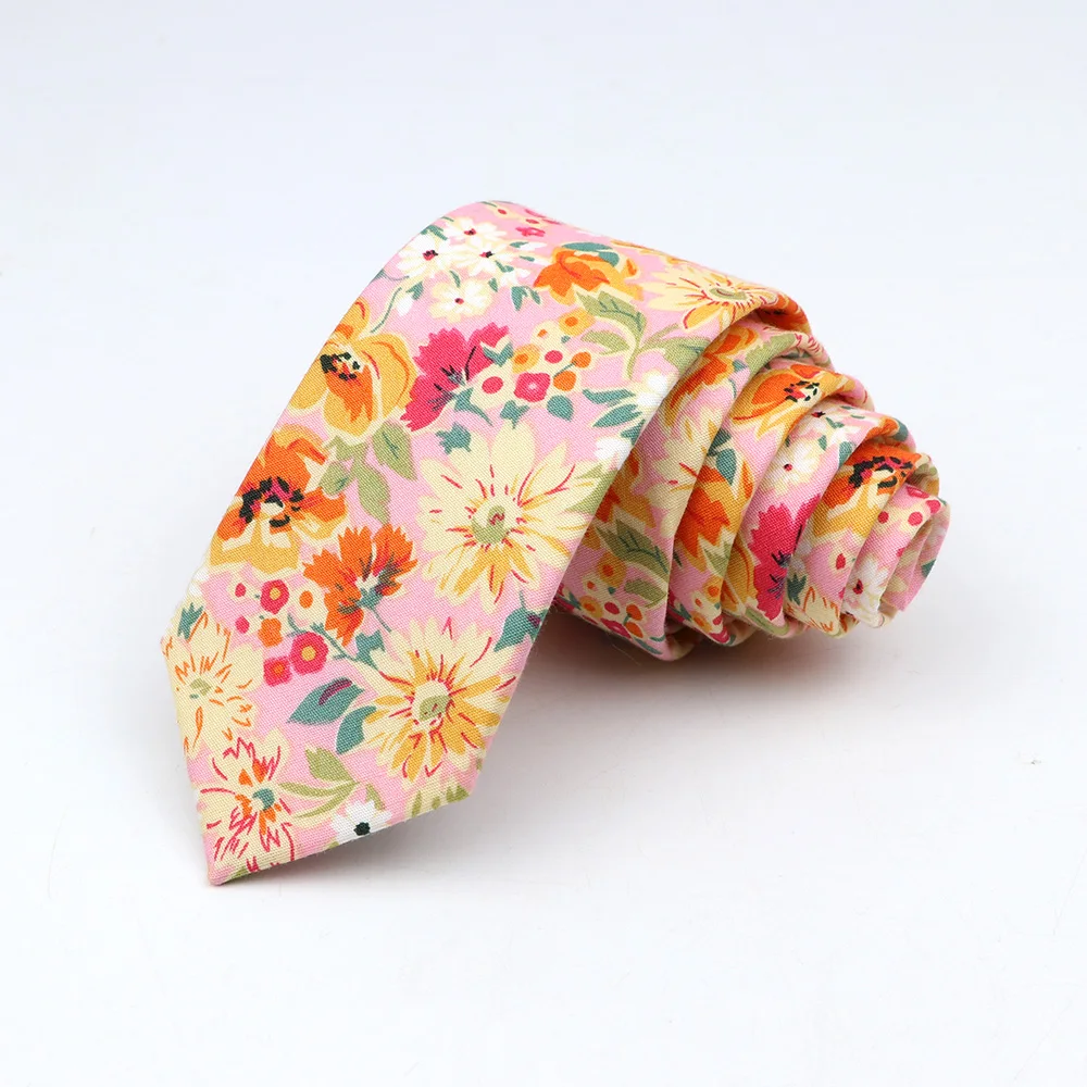 Fashion Floral Tie For Men Women Narrow Casual Mens Ties For Wedding Party Skinny Neckties Flower Printed Male Neck Ties Gift