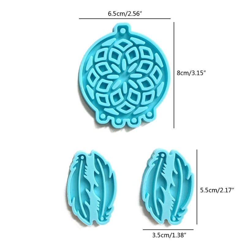3Pcs Dream Catcher Mold Silicone Mold Keychain Pendants Epoxy Resin Casting Mold Feather Shape Earrings Mold DIY Crafts