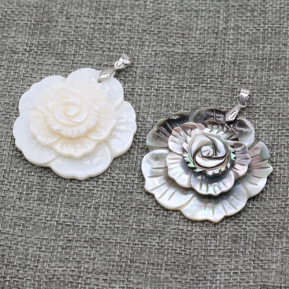 Natural Abalone Shell Pendant Flower shape Mother of Pearl Exquisite charms For jewelry making DIY Necklace accessories