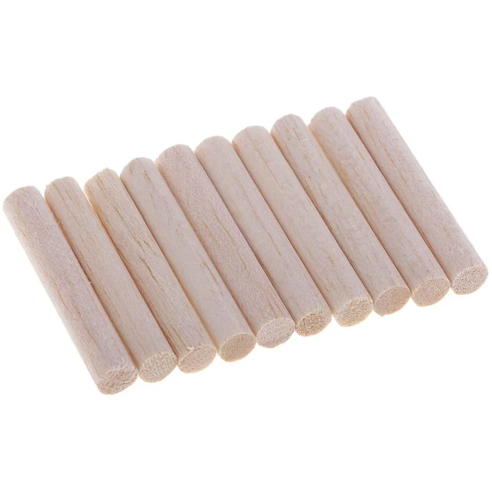 10 Pieces D8mm Round Blank Unfinished Balsa Wood Wooden Dowel Rod Pole for Woodcraft Hobbies DIY Craft Airplane Model Building