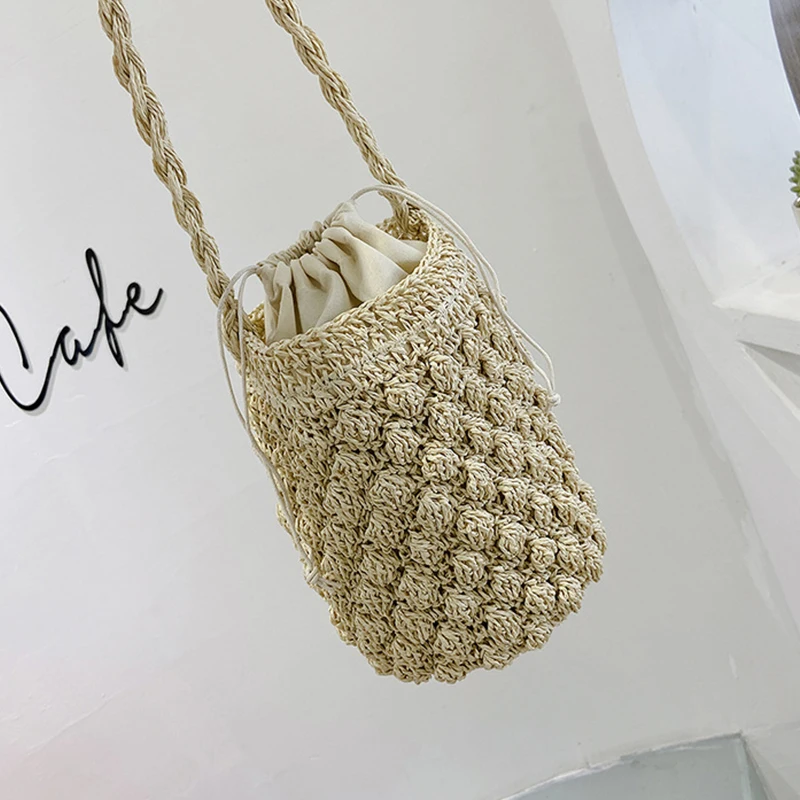 Yogodlns Sommer Stroh Umhängetasche Frauen Große Kapazität Rattan Eimer Tasche Handarbeit Gewebt Strand Tasche Mode Urlaub Handtasche Tote – Detail 21
