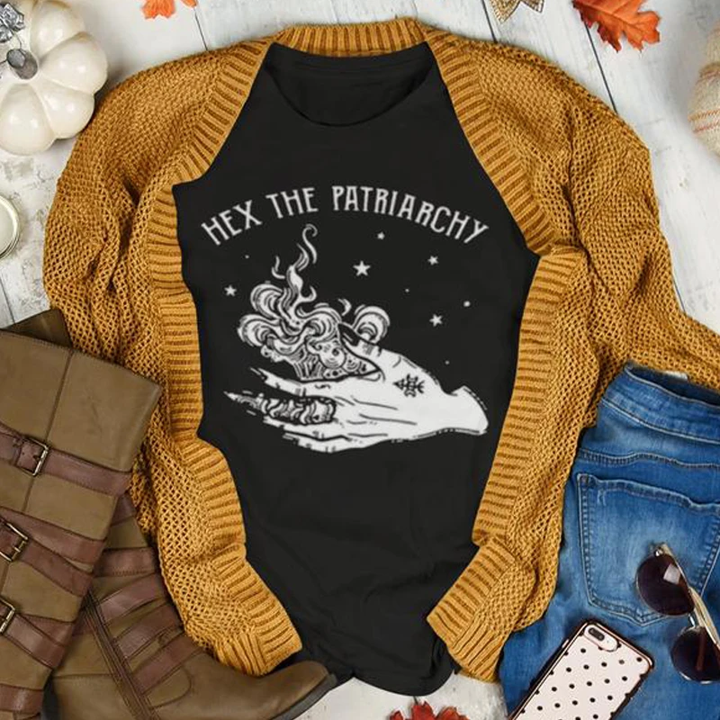 

Hex The Pairiarchy T-shirt Funny Halloween Novelty Gift Tshirt Fashion Women Witchy Feminism Graphic Top Tee