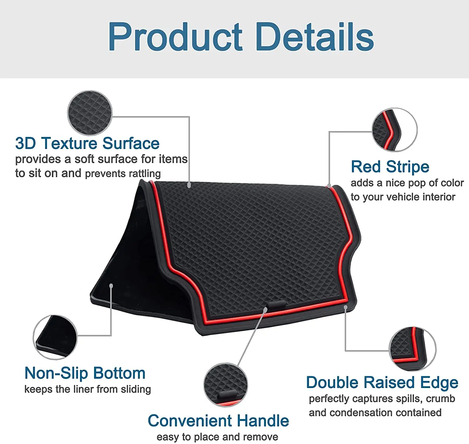 For Toyota RAV4 2019 2020 2021 2022 Car Center Console Anti-Slip Mat Sticker Coasters Door Pads Slot Cup Rubber Rug Accessories