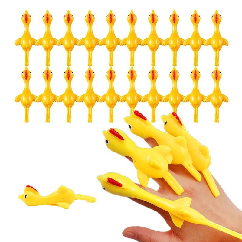 

4-15pcs Slingshot Rubber Chicken Fidget Toys Flingers Stretchy Shoot off Turkey Novelty Assorted Stress Reliever Kids Adult Toys