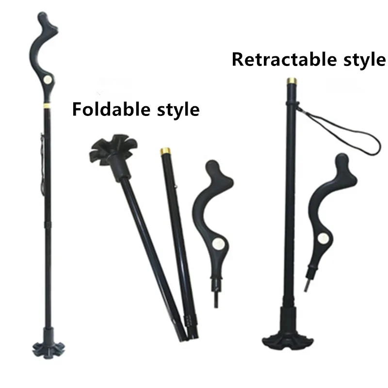 Elderly Walking Stick Telescopic Folding Canes Crutch Folding Hiking Walk Mens Lightweight Cane Hiking Poles Crutches