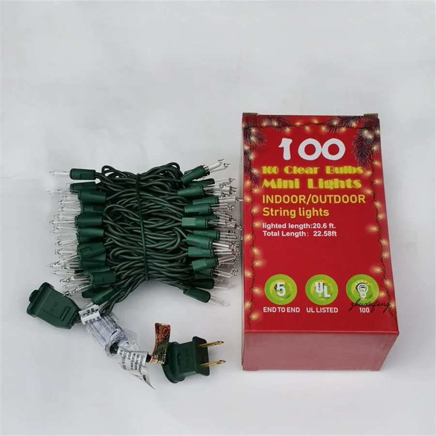 7M 100 Count Clear Christmas String Light Outdoor Incandescent Bulbs Mini Fairy Light Garland for Patio Holiday Party Decor