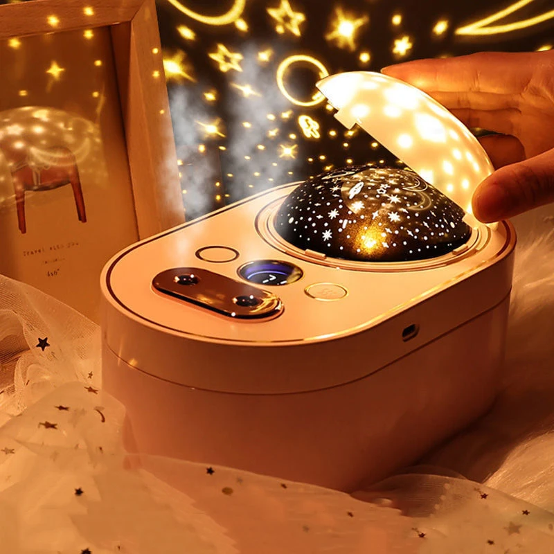 

Double spray large capacity projection lamp humidifier bedroom room dream rotating star light