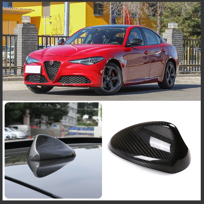 1 piece set For Alfa Romeo Giulia/Stelvio car shape real carbon fiber shark fin antenna cover car exterior accessories