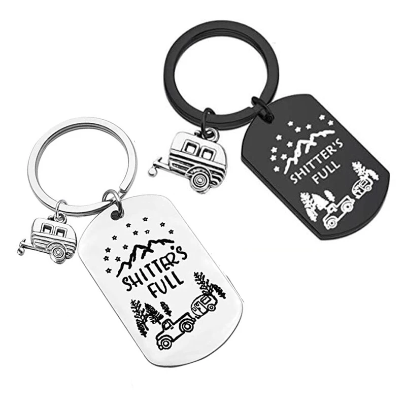 Shitter's Full Camper Keychain Happy Camper RV Keychain Unique Gifts for Men Camper Trailer Outdoors Mountains Vacation Jewelry