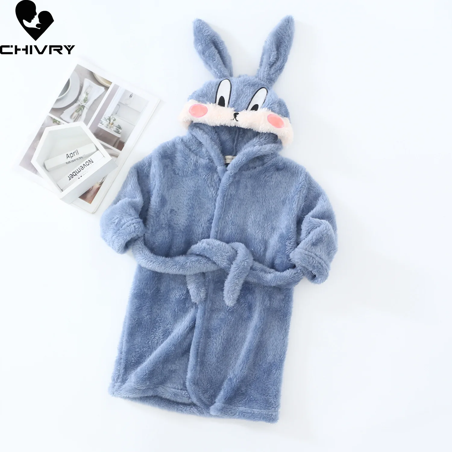 New 2021 Autumn Winter Baby Hooded Bathrobe Kids Bath Robe Boys Girls Warm Flannel Pajamas Kids Cartoon Rabbit Plush Towel Robe