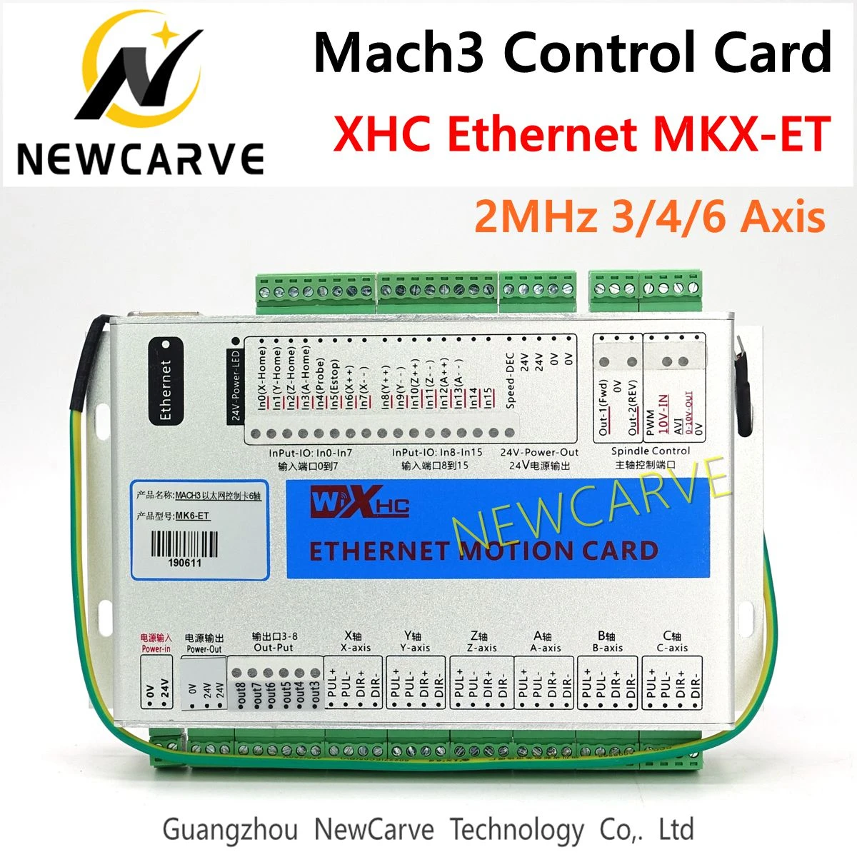 CNC Mach3 XHC Ethernet 3 4 6 แกน Breakout BOARD USB Motion Control การ์ด LHB04B MPG จี้ Handwheel สำหรับแกะสลัก Newcarve