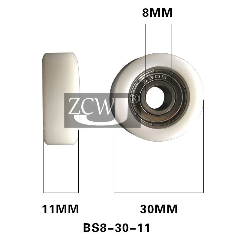 8*30*11 puleggia portante rivestita in plastica cuscinetto piatto per porte e finestre mobili 608 diametro esterno 30 rullo piatto in nylon