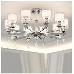 LED Ceiling Chandelier Lighting Modern Chrome Lamp Luxury for Living room bedroom 110v-220v  Chandelier Lamp PVC Shade