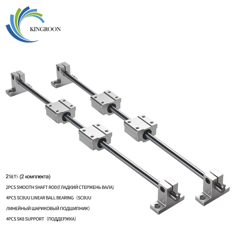 

KINGROON vertical 200 500mm Optical shaft linear guideway SC8UU Linear Ball Bearing Linear Rail Shaft Support SK8 for CNC 3D