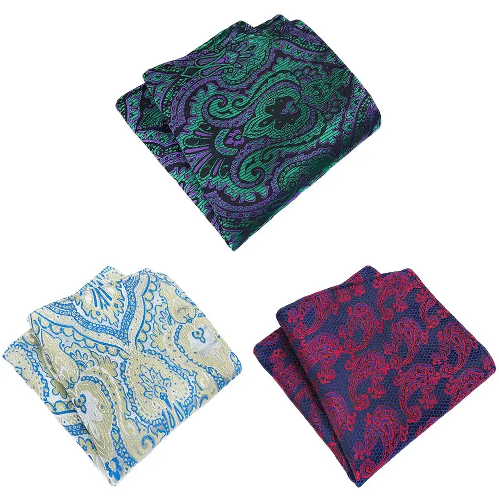 3 Packs Men Classic Flower Paisley Pocket Square Wedding Party Handkerchief BWTHZ0370