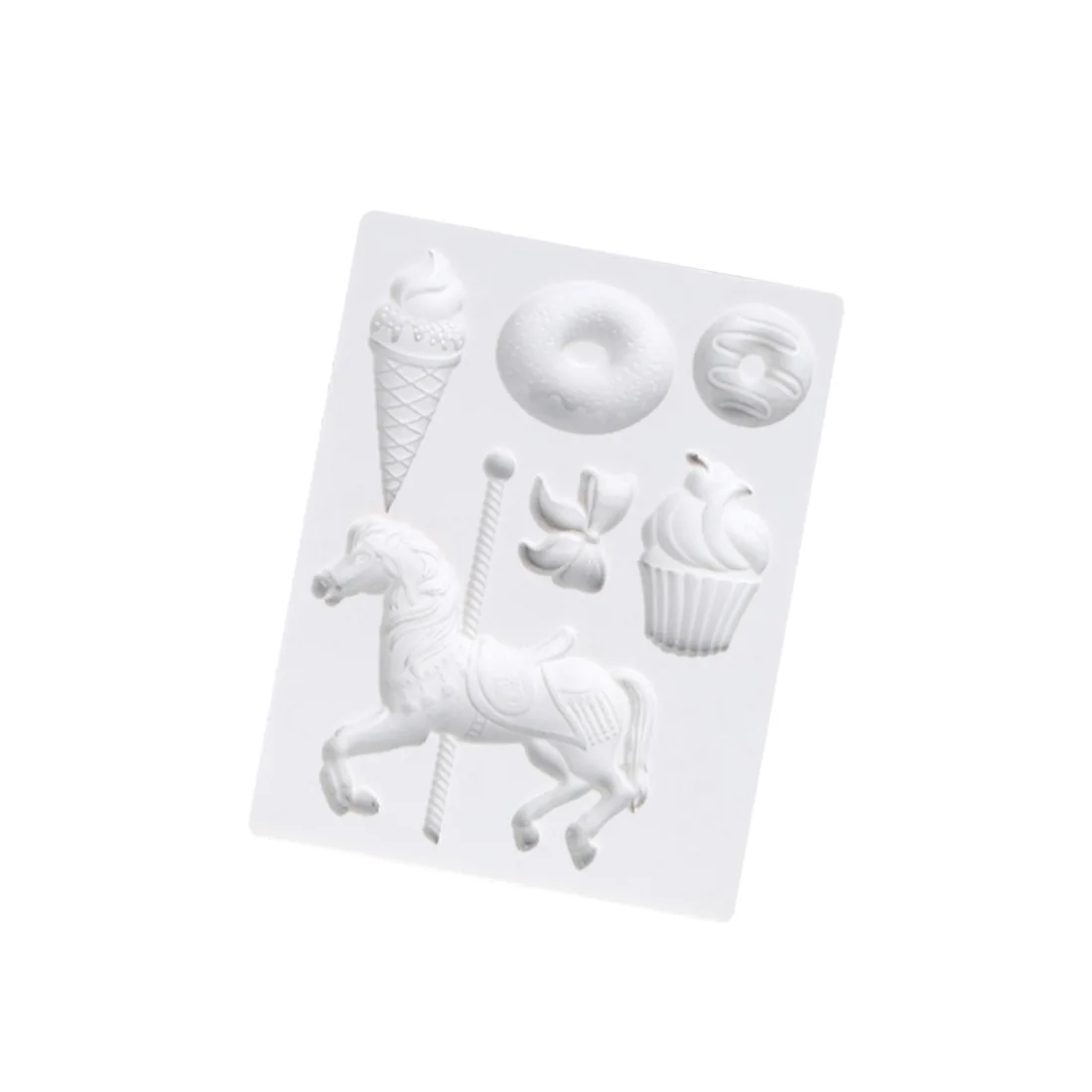 Trojan Ice Cream Baby Meal Fondant Moulds Carousel Horse Cake Decoration Silicone Mold Chocolate Diy Baking Tools k924