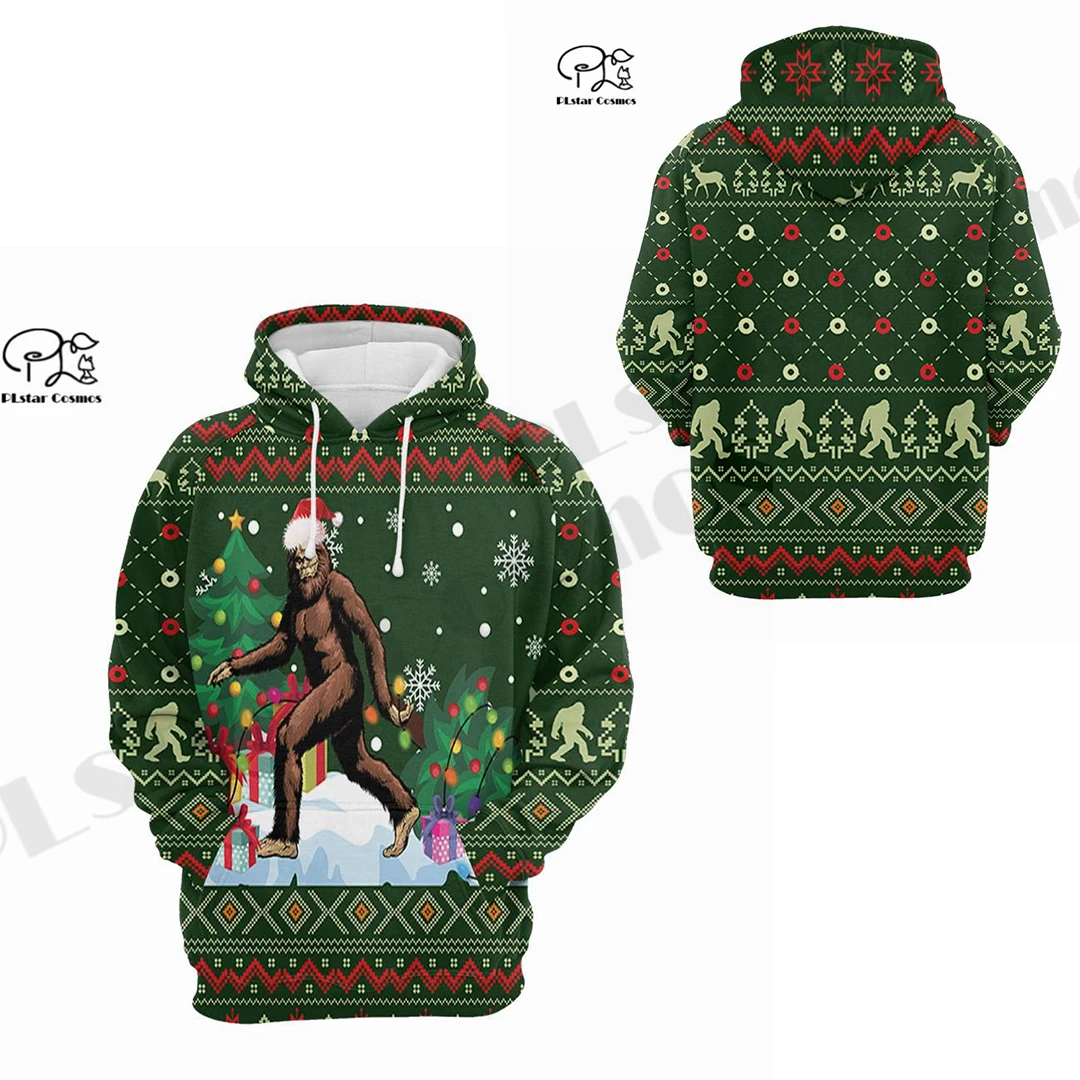 

Новейшие Рождественские толстовки/свитшоты в стиле унисекс PLstar Cosmos 3 с принтом Bigfoot Santa Premium Harajuku, уличная одежда, стиль 1
