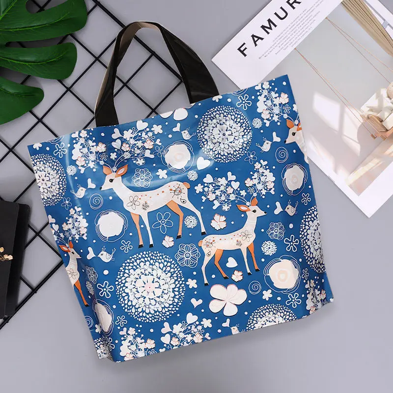 50Pcs Clothes Packaging Bags with Handle Woman Shopping Bag Large Present Plastic Bag Flamingo Printed Gift Bags Handbag 4 sizes