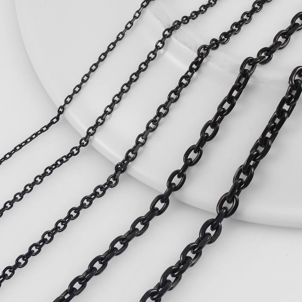 

Hiphop Stainless Steel Black Rolo Link Chain Necklace 1.6/ 2.4/ 3/ 4/ 5mm Bracelet Jewelry Accessories Choker Christmas Gifts