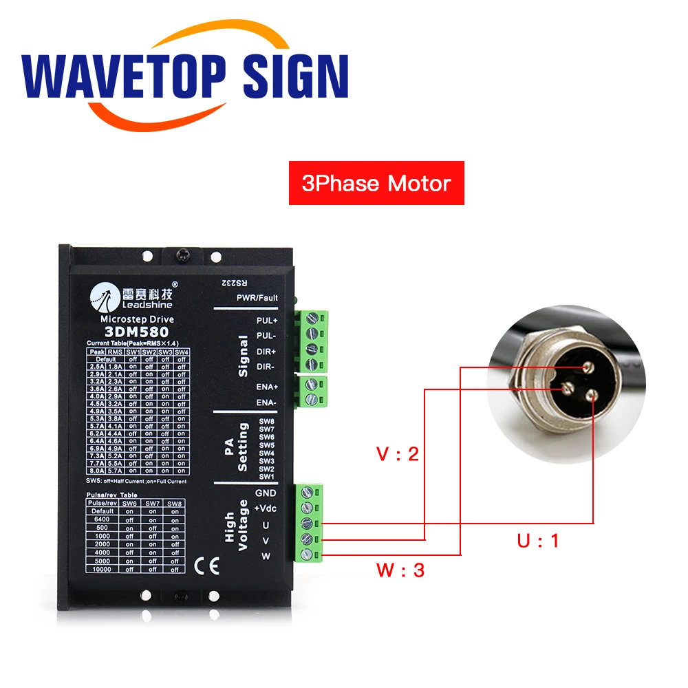 Поворотная насадка WaveTopSign с патронами, 2-фазный 3-фазный шаговый двигатель, вращающийся рабочий стол для станка для лазерной гравировки и резки CO2