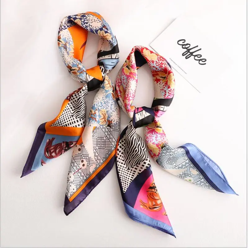 KOI LEAPING woman fashion popular Graffiti pattern pattern printing 70x70 small square scarf Silk scarf scarves headscarf gift