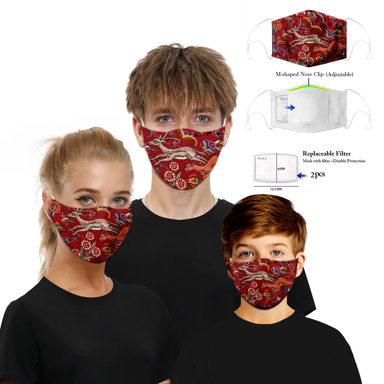 

Newest Face Mask 3DPrinted Vintage Floral Pattern Reusable Windproof Dustproof Masks Unisex Adult / Child Masks Dropshipping T-1