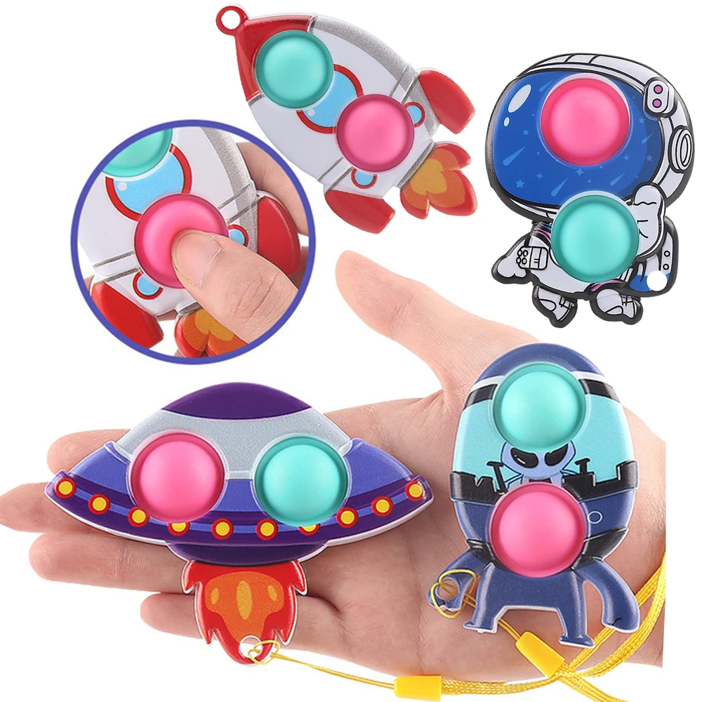 

Cute Space Alien Rocket Simple Dimple Squeeze Soft Ball Decompression Hand Fidget Toy Relieve Stress Plastic Keychain Kid Gift