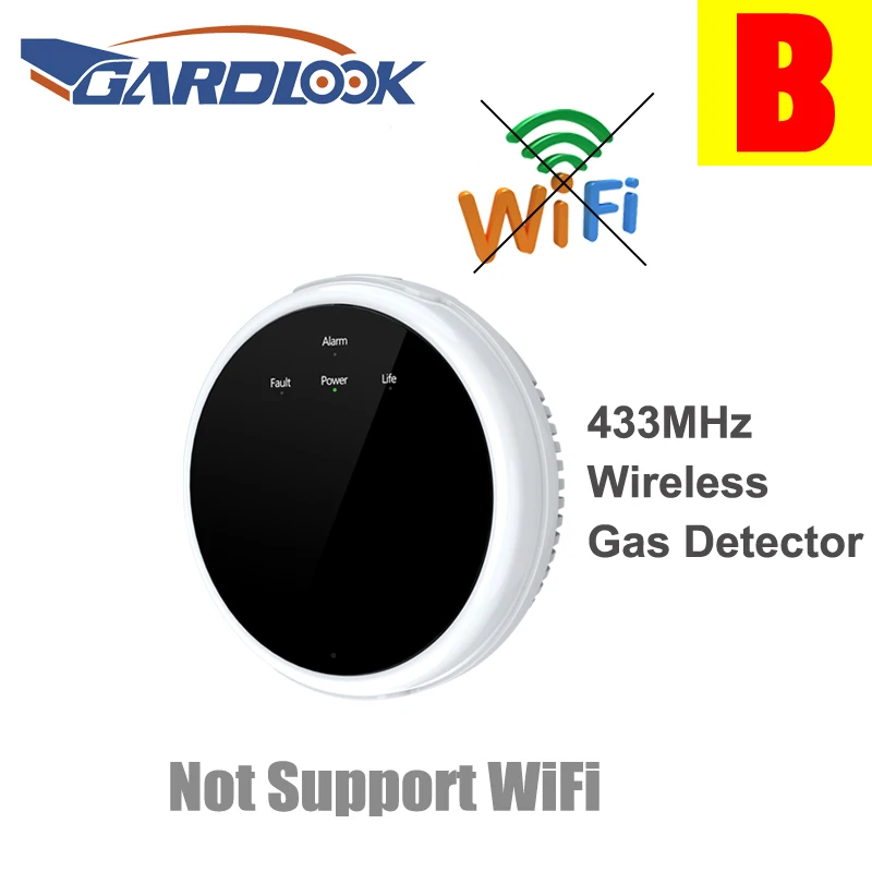 GARDLOOK WiFi LPG GAS Leakage Natural Combustible Detector & 433MHz Gas Leak Sensor Alarm Optional Use For Home Security System